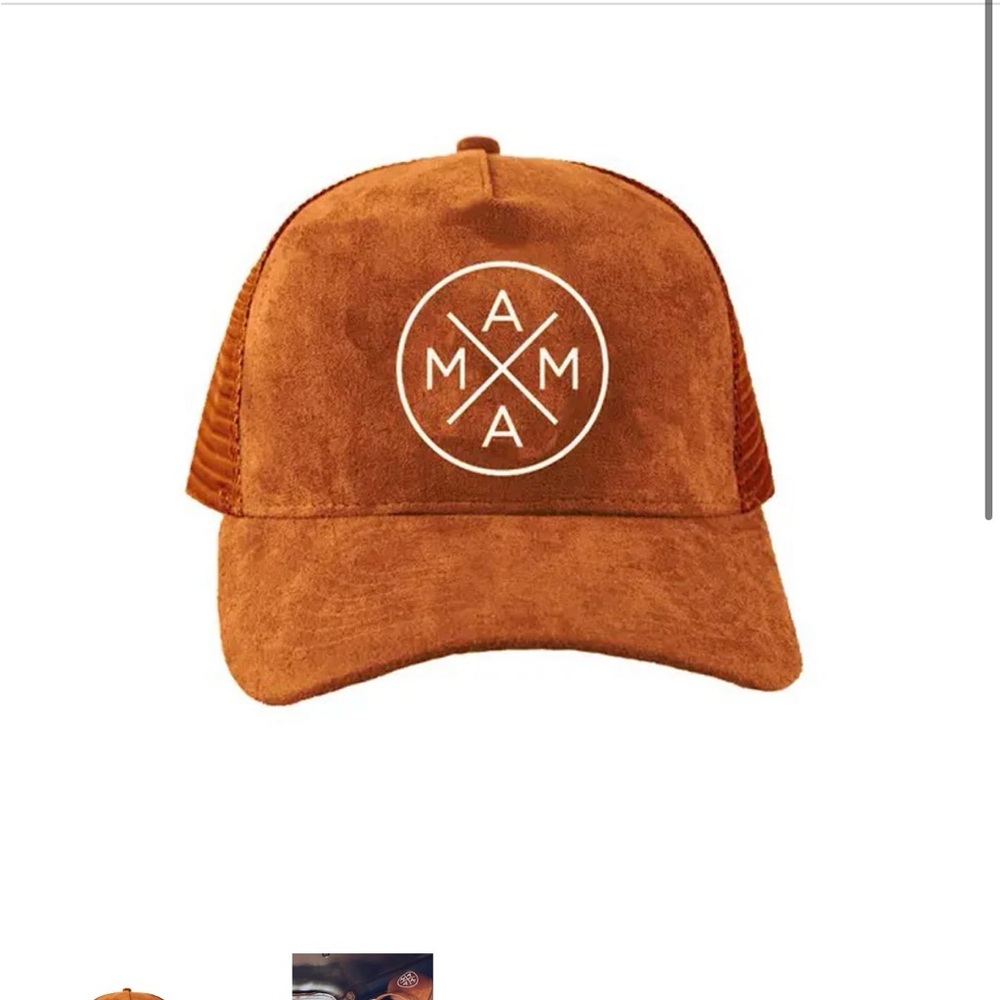 MAMA X Brown Suede Cap with White Logo - Picture 2 of 5